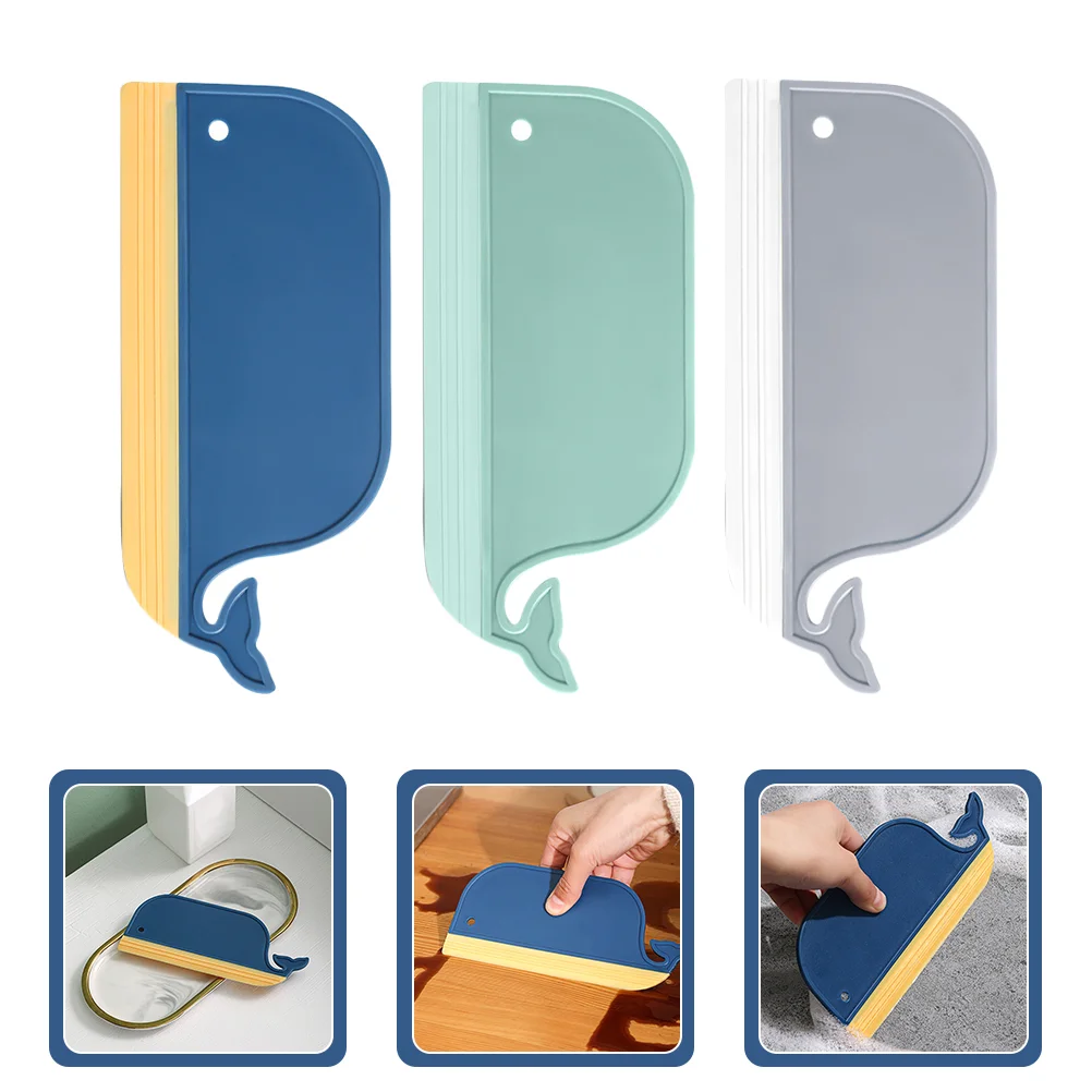 

3 Pcs Whale Wiper Handheld Scraper Pad Plastic Glass Scrubbing Pads Cleaning Blades Detergent Countertops Pp Cooktops Squeegee