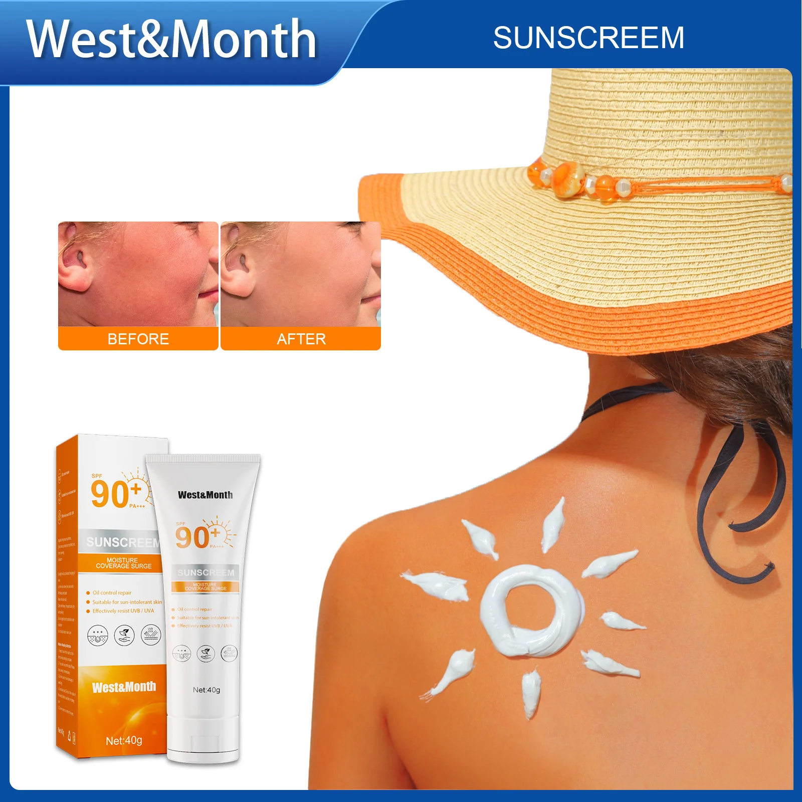 

Facial Body Sunscreen Whitening Sun Cream Sunblock Skin Protective Cream Anti-Aging Oil-control Moisturizing SPF 90+/PA+++