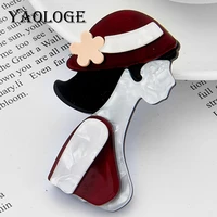 yaologe new arrival womens brooch high quality acrylic material wear hat lady shape woman pins brooches on bags clothes