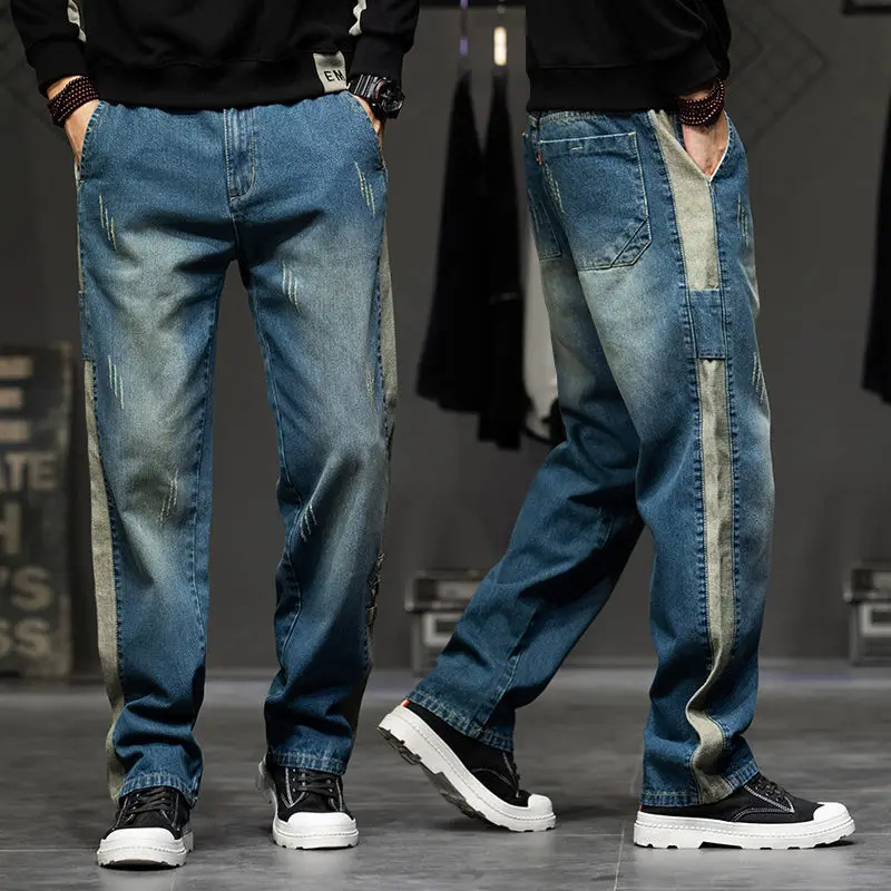 

Мужские джинсы-багги, прямые брюки большого размера 28-44, осень 2022