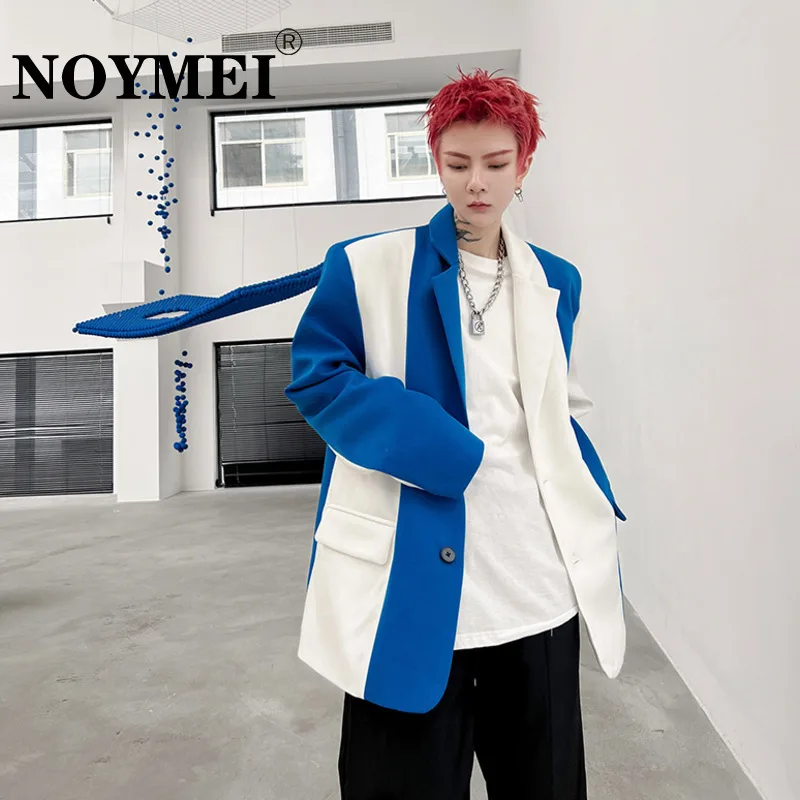 

Контрастные цвета Модный однобортный мужской костюм NOYMEI в Корейском стиле лоскутный пиджак с лацканами 2023 темпераментный полосатый Блейзер WA1185
