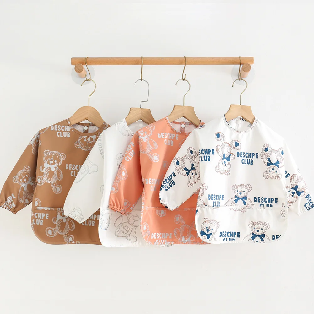 

Children Bib Long Sleeve Scarf Waterproof Bib Newborn Things Infant Bib for Baby Baby Stuff Art Smock Feeding Bib 6-36 Months