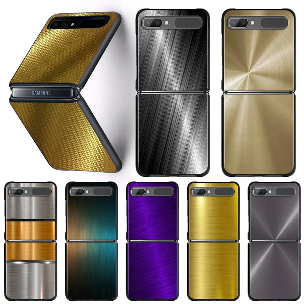 

Mimic Ushed Metal Texture Case For Samsung Galaxy Zflip 3 Z Flip 3 5G Hard PC Caso ZF3 Black Soft Edge Shockproof Folding Capa