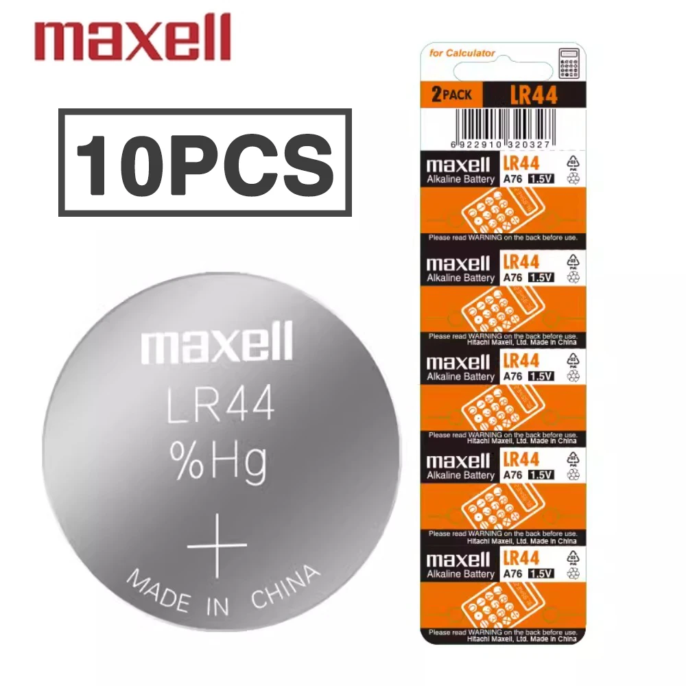 10 шт. оригинальных батареек Maxell AG13 LR44 A76 357 357A LR1154 SR1154 SR44 1.55V щелочных батареек для часов, калькуляторов, автомобильных ключей, пультов дистанционного управления, настенных часов. (art.: 3920dcd945057) - 3920dcd945057