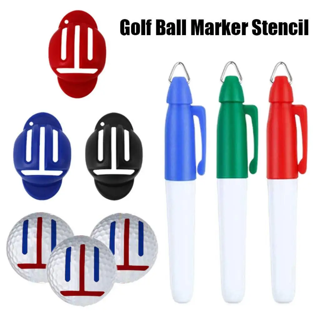 

1set Golf Ball Liner With Marker Pen Triple Line Colorful Outdoor Template Alignment Putting Mark Line Golf Aid Training Supplie