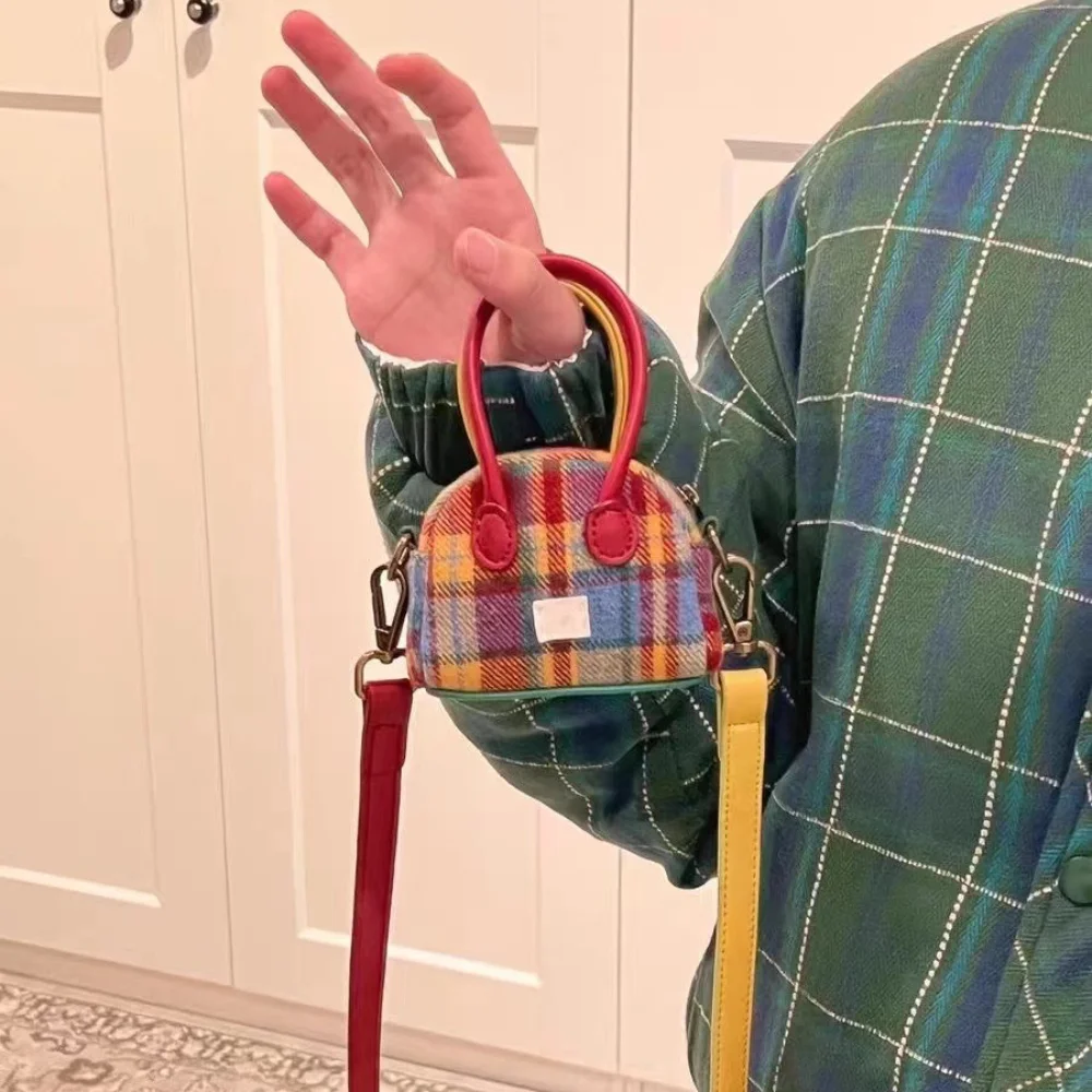 Ретро Клетчатая Сумка Через Плечо С Портмоне Для Женщин Нейлоновая На Шелковой