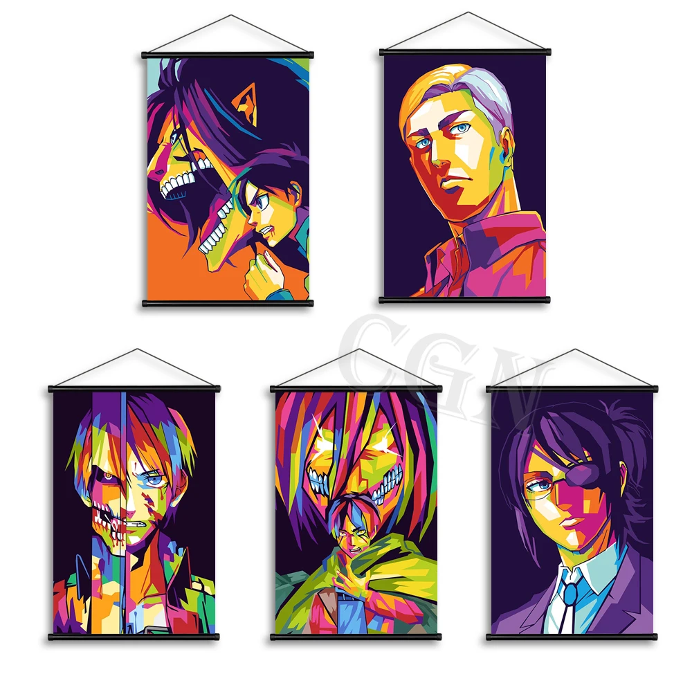 

Картины на холсте «атака на Титанов», постеры Микаса акерма, картина Эрена, подвесные свитки, Настенные рисунки, домашние декоративные карт...