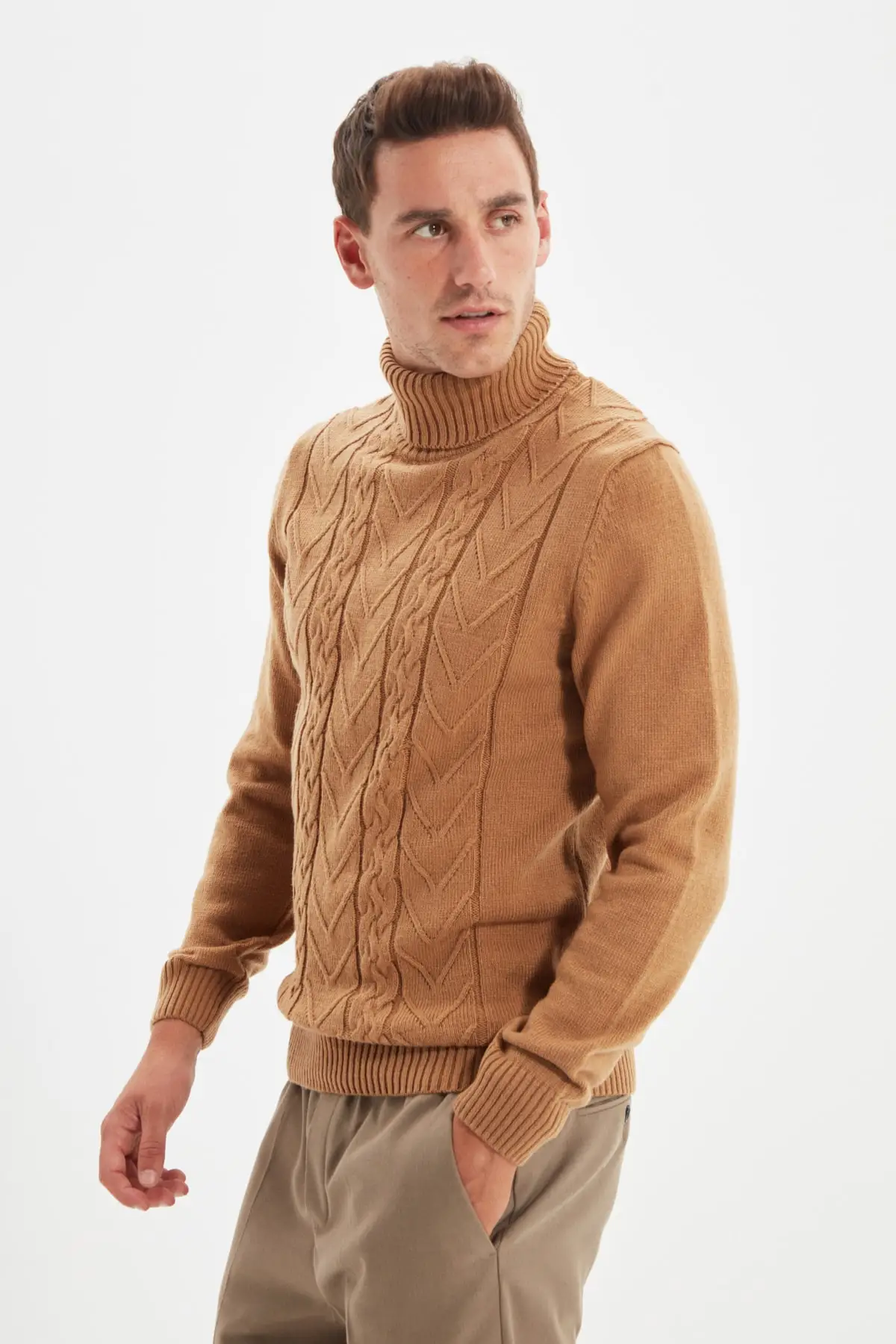 

Men's Slim Fit turtleneck hair weave Knitwear pullover TMNAW22KZ0322
