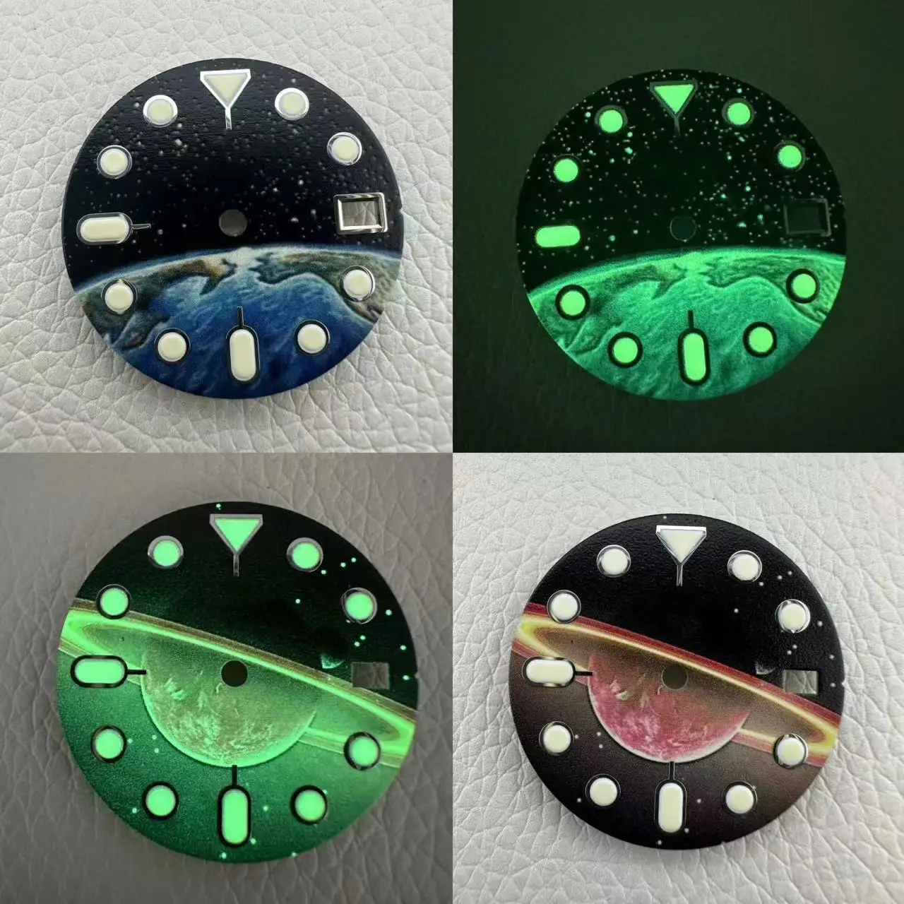 

28.5mm with S logo all night planet Earth green luminous dial suitable for NH35 and NH36 automatic mechanical movements