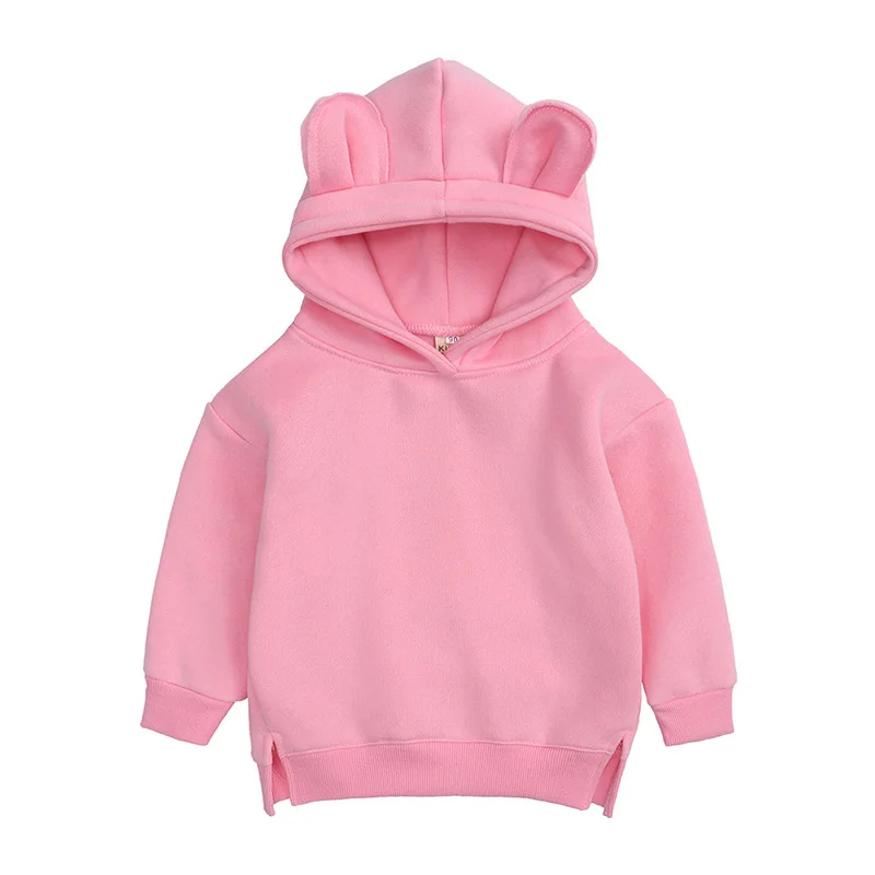 

Baby Girl Hoodie Children's Autumn Fleece Sweater With Bear Ears Spring Baby Boy Clothes Solid Color Infant Children's Clothing