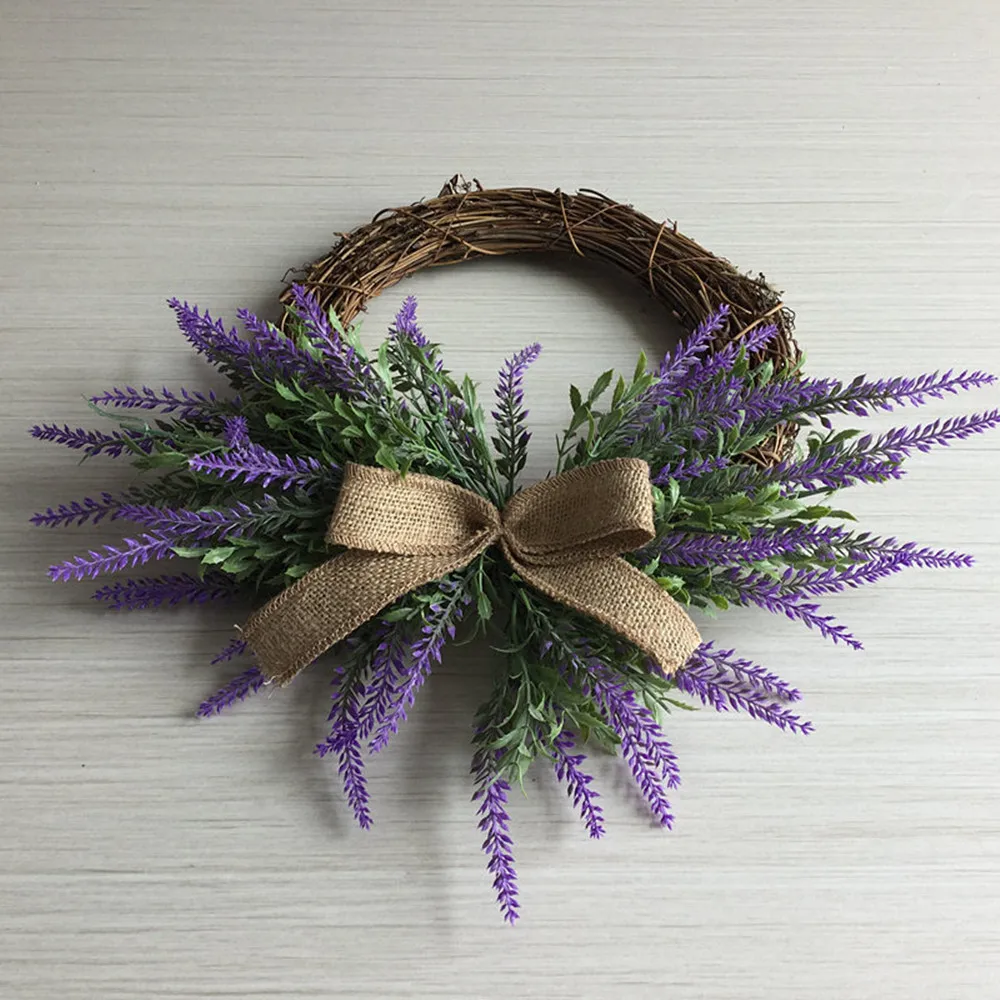 

Simulated Pastoral Style Wool Planting Lavender Wreath Wedding Lintel Door Decoration Wall Hanging Decor Window Photography Prop