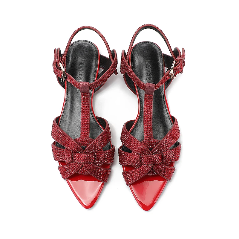 2023 Fashion Women's Casual Flat Bottom Pointed Hot Diamond Sandals Brand Outdoor Single Shoes Classic Buckle Beach Slippers