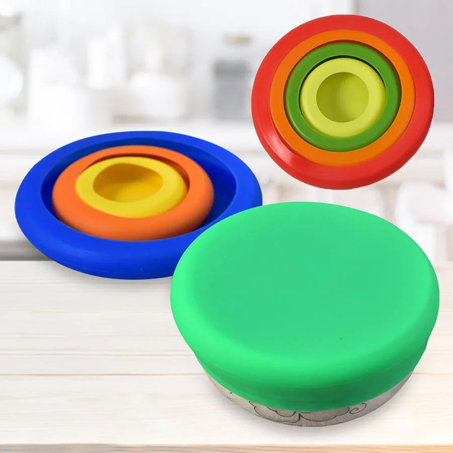 

4PCS Silicone Covers Durable Silicone Lids for Food Universal Dish Lids for Can Jar Fruit Keep Fresh Caps Kitchen Accessories