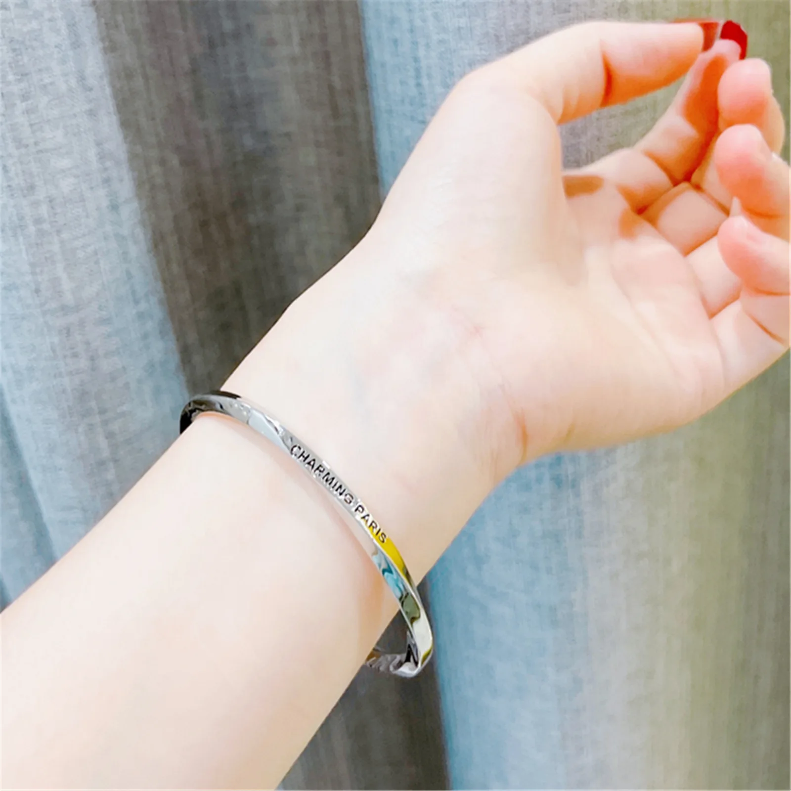 New In Korean Style Simple Ripple Pattern Cuff Bracelet  Bangle For Women Fashion  Advanced Charms Bracelets Accessories