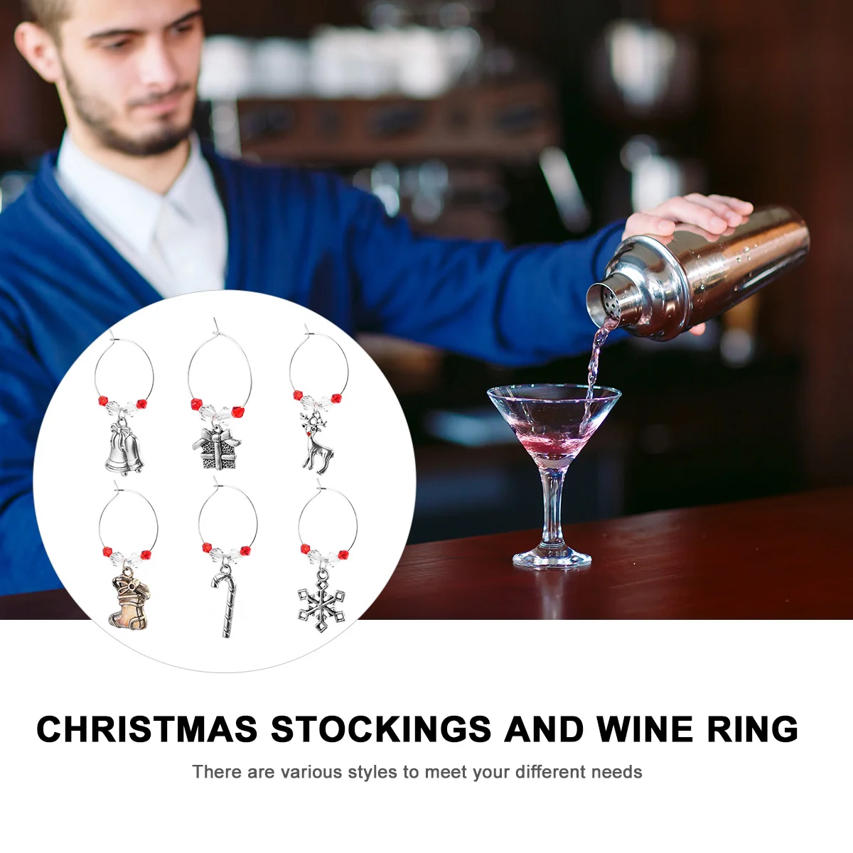6 шт. украшают стеклянный маркер кольцо для банкета рождественские бирки