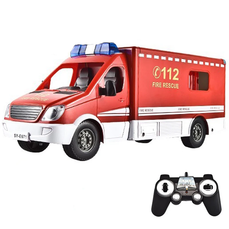 Enlarge Double E E671 RC Fire Trcuk Remote Control Fire Rescue Vehicle 119 Emergency Ambulance Large City Car Model Toys for Boys Gift