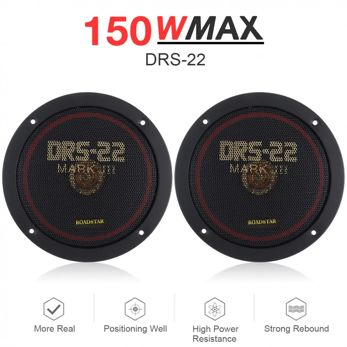 

2pcs 6.5 Inch 150W Cars Coaxial Auto Music Stereo Full Range Frequency Hifi Car Speakers Non-destructive Installation