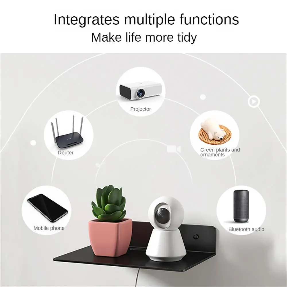 

Router Shelf Wall Non-Perforated Storage Bracket Wall-Mounted Camera Wall Living Room Monitoring Bracket 2023