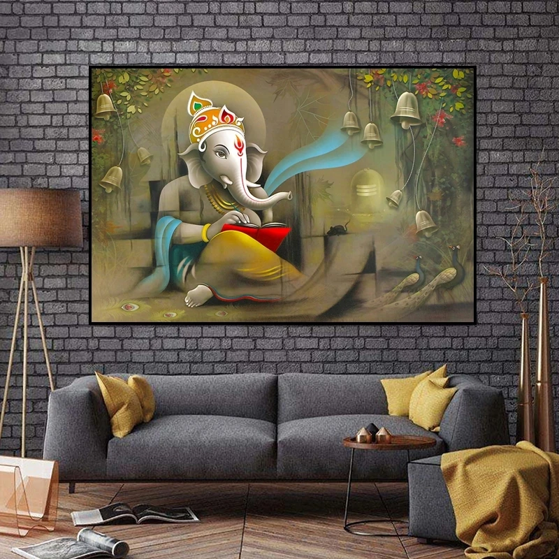 Индийская Shiva Parvati Ganesha Художественная Картина на холсте религиозный индуийский