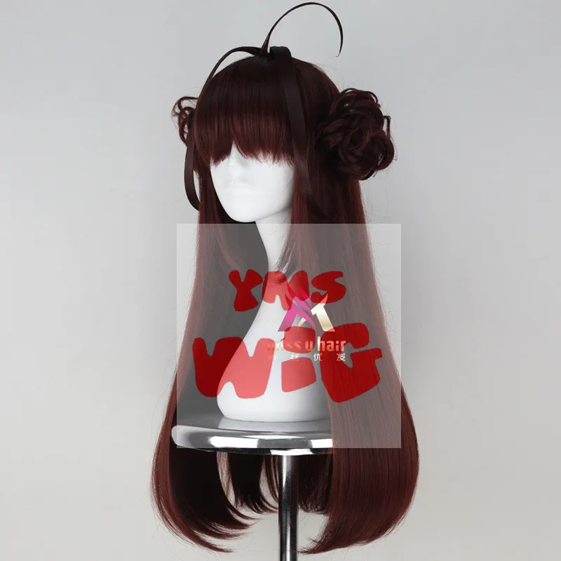 Kantai Collection Косплей Kongou 70 см длинные прямые красновато-каштановые волосы с двумя