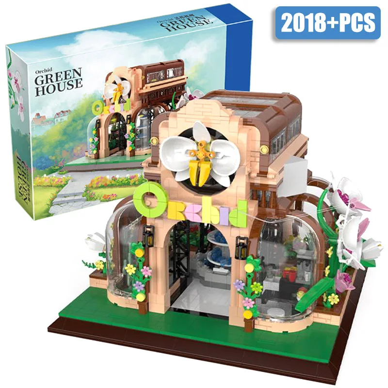 

Cretive 2018pcs Orchid Flower House Model Mini Size Building Blocks City Street View Flower Shop Bricks Toys For Children Gifts