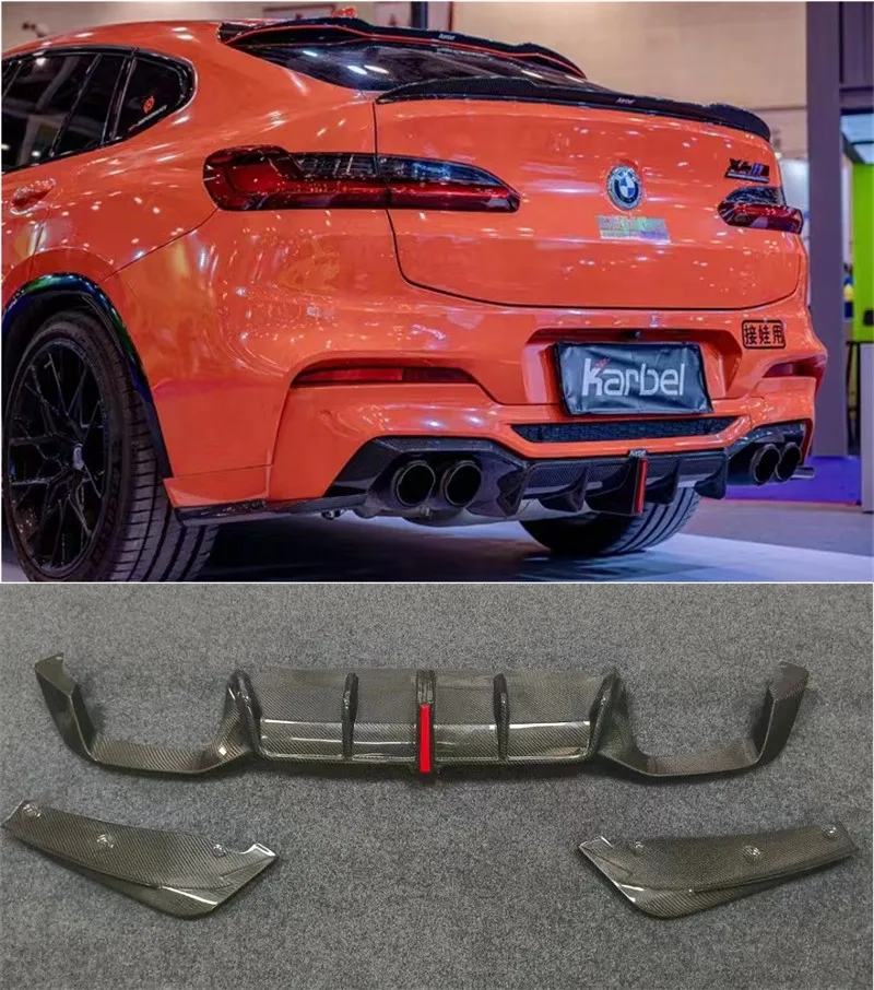 

For BMW F97 X3M F98 X4M 2019-2022 High Quality Real Carbon Fiber Auto Car Rear Diffuser Spoiler With Lamp