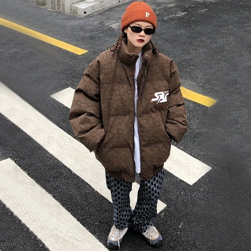 

Down padded jacket for women 2022 new trend loose American bread jacket Korean hip-hop young couple jacket