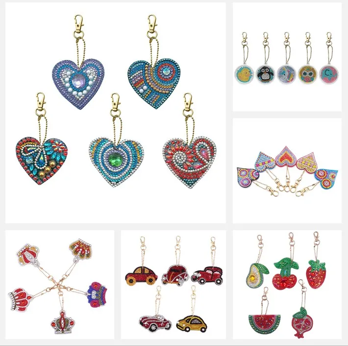 

5PCS/set DIY Diamond Key Chain of Women girl Bag Special Shaped Full Diamond Painting Keyring Keychains Cross Stitch Embroidery