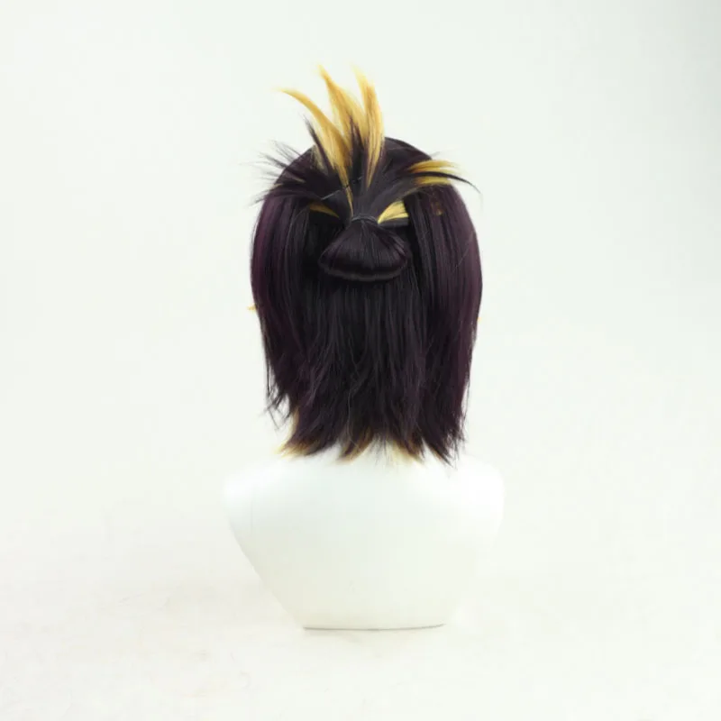 Парик для косплея Петра Гурин короткая пучок из темно-фиолетовых и желтых