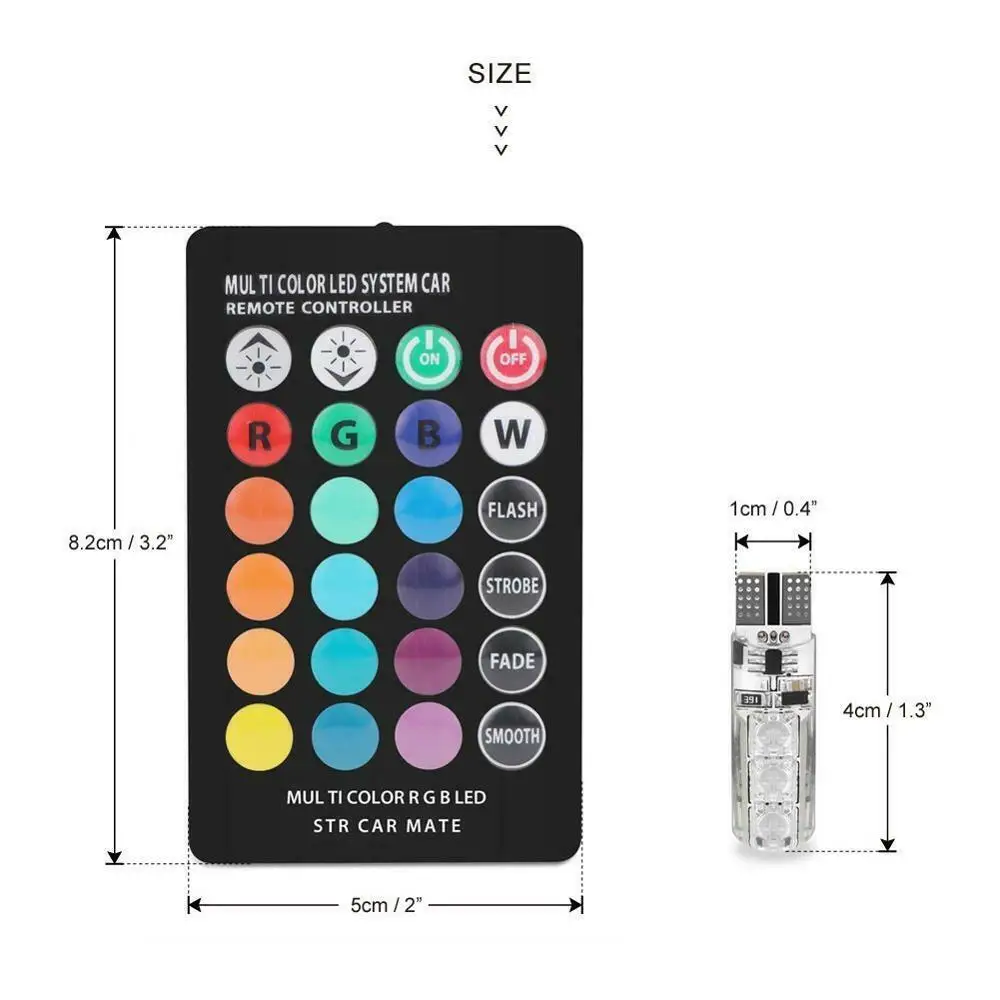 2 шт. Автомобильные светодиодные лампы для чтения T10 5050 SMD RGB |