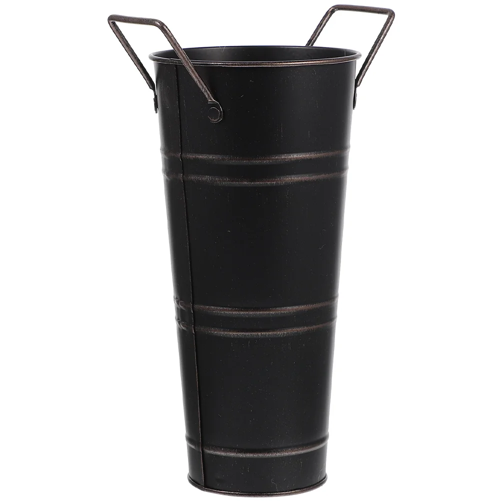 

Vase Flower Arrangement Vintage Iron Bucket Planter Planting Retro Adornment Pot