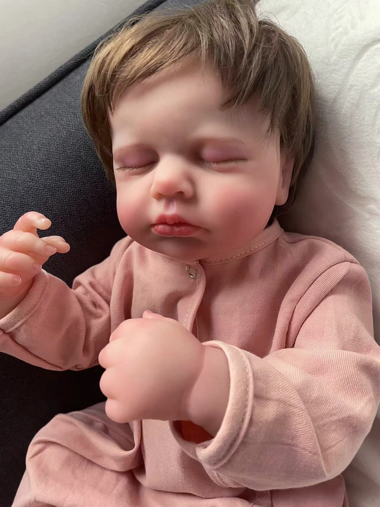 48 см Loulou Reborn Baby полностью виниловое тело для новорожденных спящий ребенок