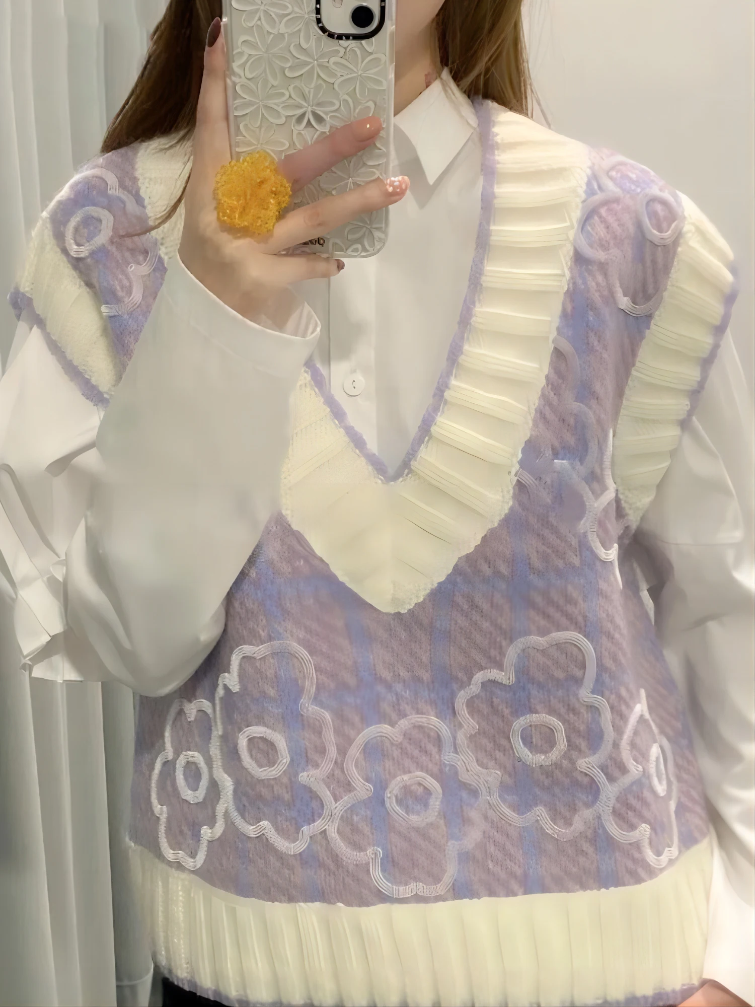 

Y2k Aesthetic Korean Fashion Knitted Vest Streetwear Loose Pull Femme Sleeveless 2023 Autumn Floral Print Vintage Sueter Mujer