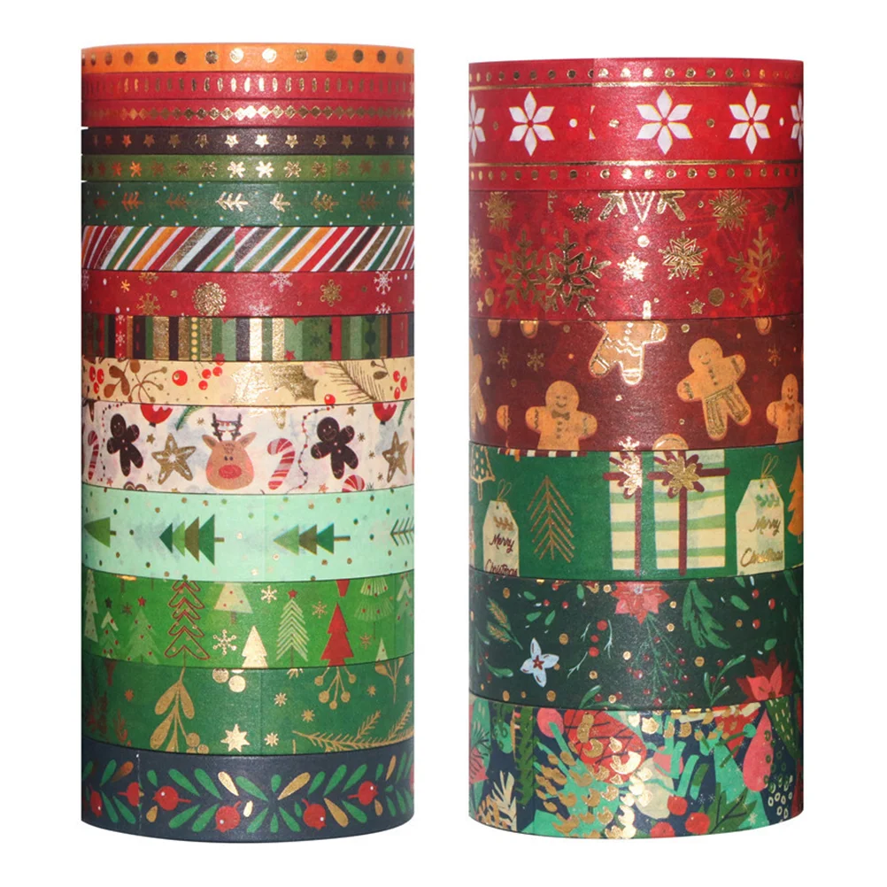 

Tape Christmas Washi Decorative Tapes Holiday Wrapping Set Maskingpaper Stickers Giftdiy Craftwinter Making Gold Gifts