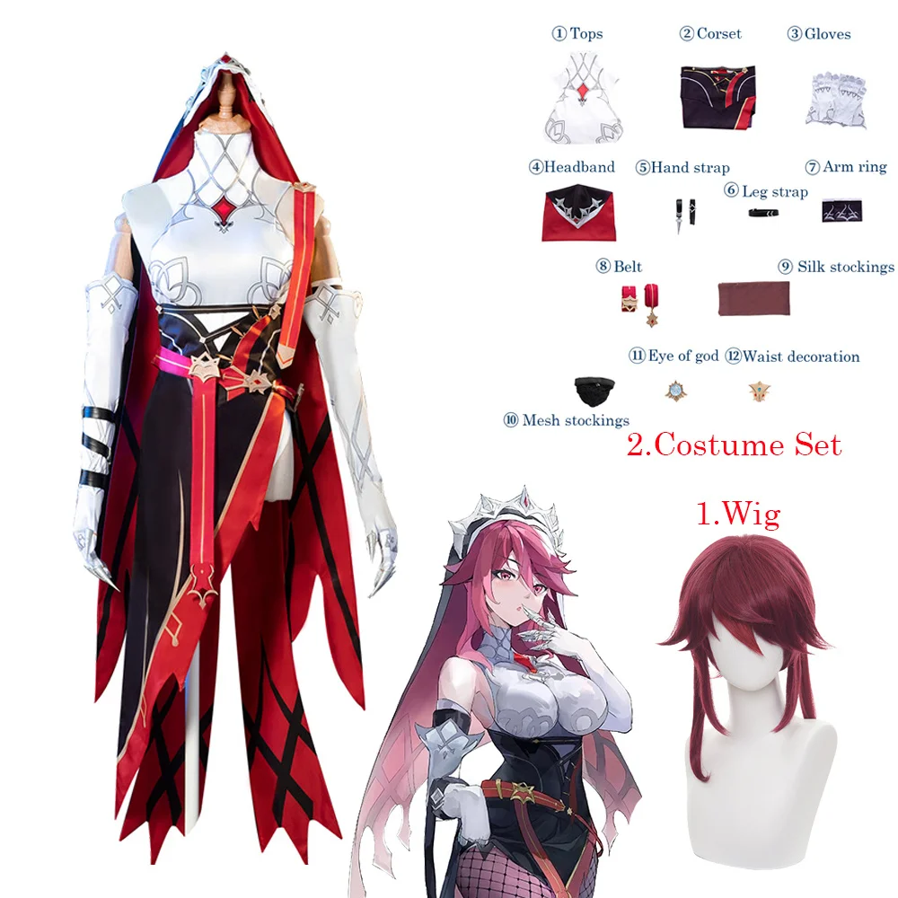 

Game Genshin Impact - Rosaria Cosplay Costume Uniform Full Set with Wig Dress Halloween Carnival Anime Role-playing Props