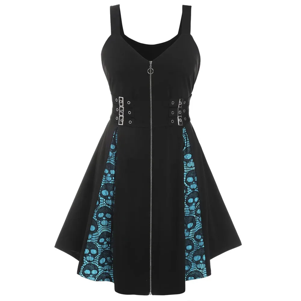 

Women's lace Halloween Gothic sleeveless dress with suspender punk dress