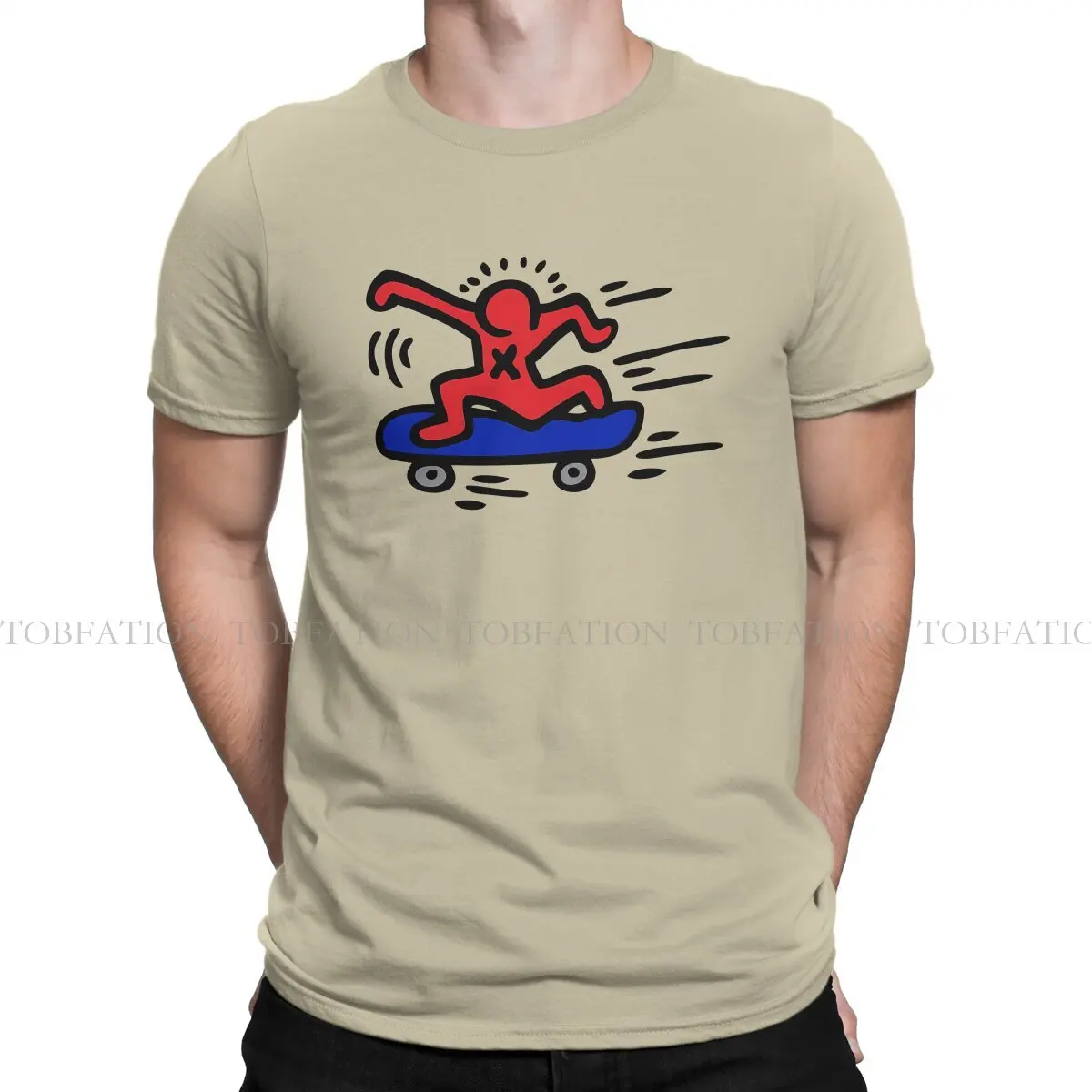 Мужская хлопковая футболка Haring с геометрическим принтом граффити круглым