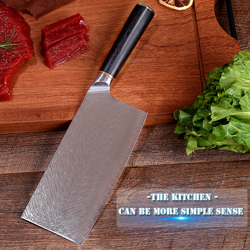 GZV Damascus Steel Chef Knife Japanese VG10 Core Blade Razor Sharp Kitchen Knives G10 Handle Slicing Knife Senior Gift Box