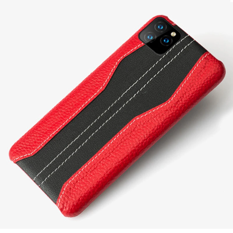 

Luxury Color matching stitch Genuine Leather FHX-JS phone casefor iPhone 7 8 Plus X XR XS MAX 11 Pro MAX protection back cover
