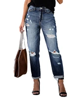 boyfriend jeans high waist loose ripped denim jeans retro casual long pants spring and summer womens clothing s 2xl