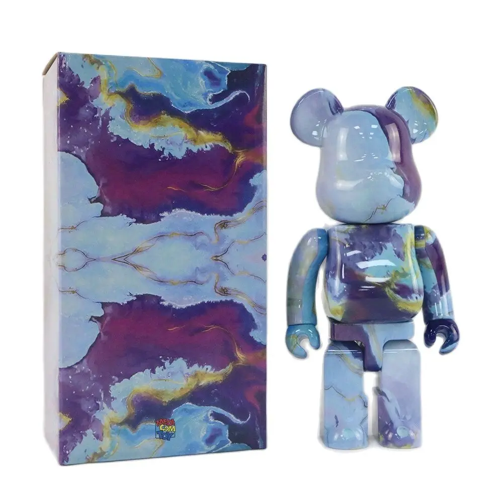 

Bearbrick Nebula Marble Building Block Bear 400% 28cm Fashion Doll Violent Bear Blind Box Ornament Collectible Toys