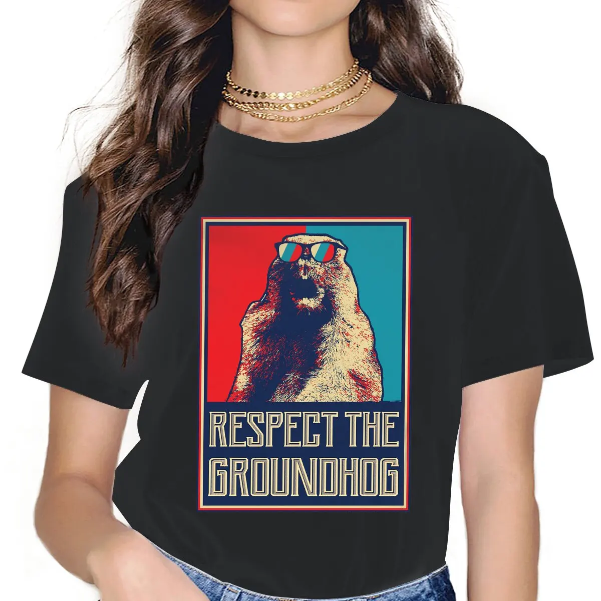 

Woodchuck Photo Women Tshirts Groundhog Day Phil Rita Larry Candlemas Gothic Vintage Female Clothing Cotton Graphic Tops