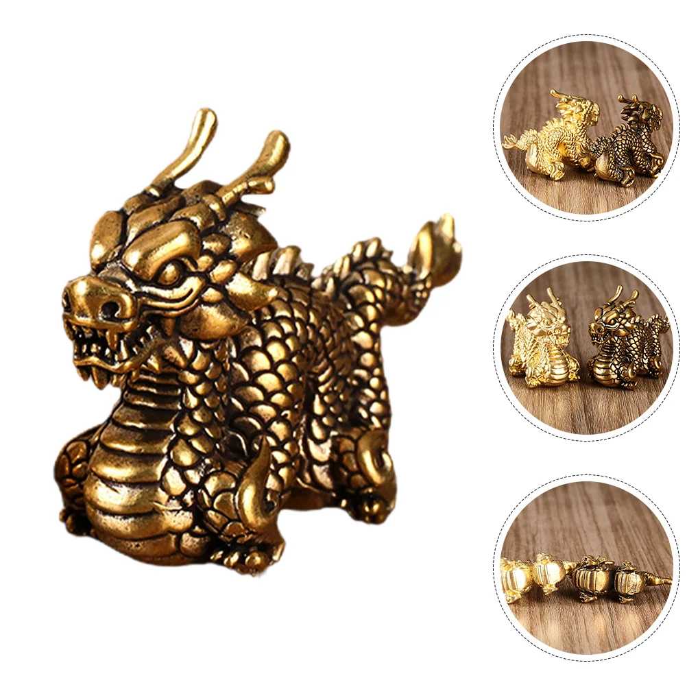 

Zodiac Dragon Statue Desktop Small Brass Paperweight Dragon Figurine Ornament Copper Craft