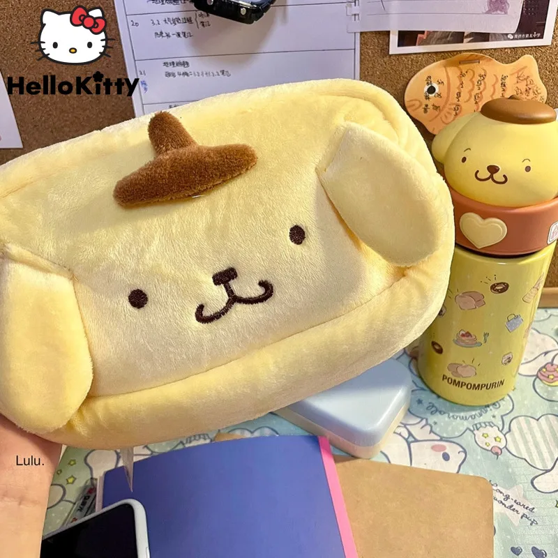 Sanrio Hello Kitty Cinnamoroll Melody Purin Kawaii Pencil Bags Forwomen Sweet Y2k Cute Cartoon Plush Makeup Bag Girls Hand Bag