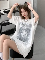 anime t shirt women t shirt harajuku printing anime alphabet short sleeve streetwear loose white hip hop oversized t shirt