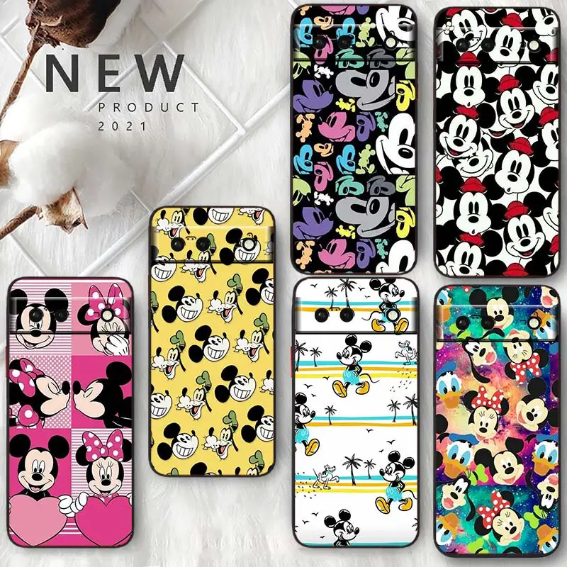 

Disney Fashion Mickey Minnie Phone Case For Google Pixel 7 6 Pro 6A 5A 5 4 4A XL 5G Soft Silicone Fundas Coque Capa Black Cover
