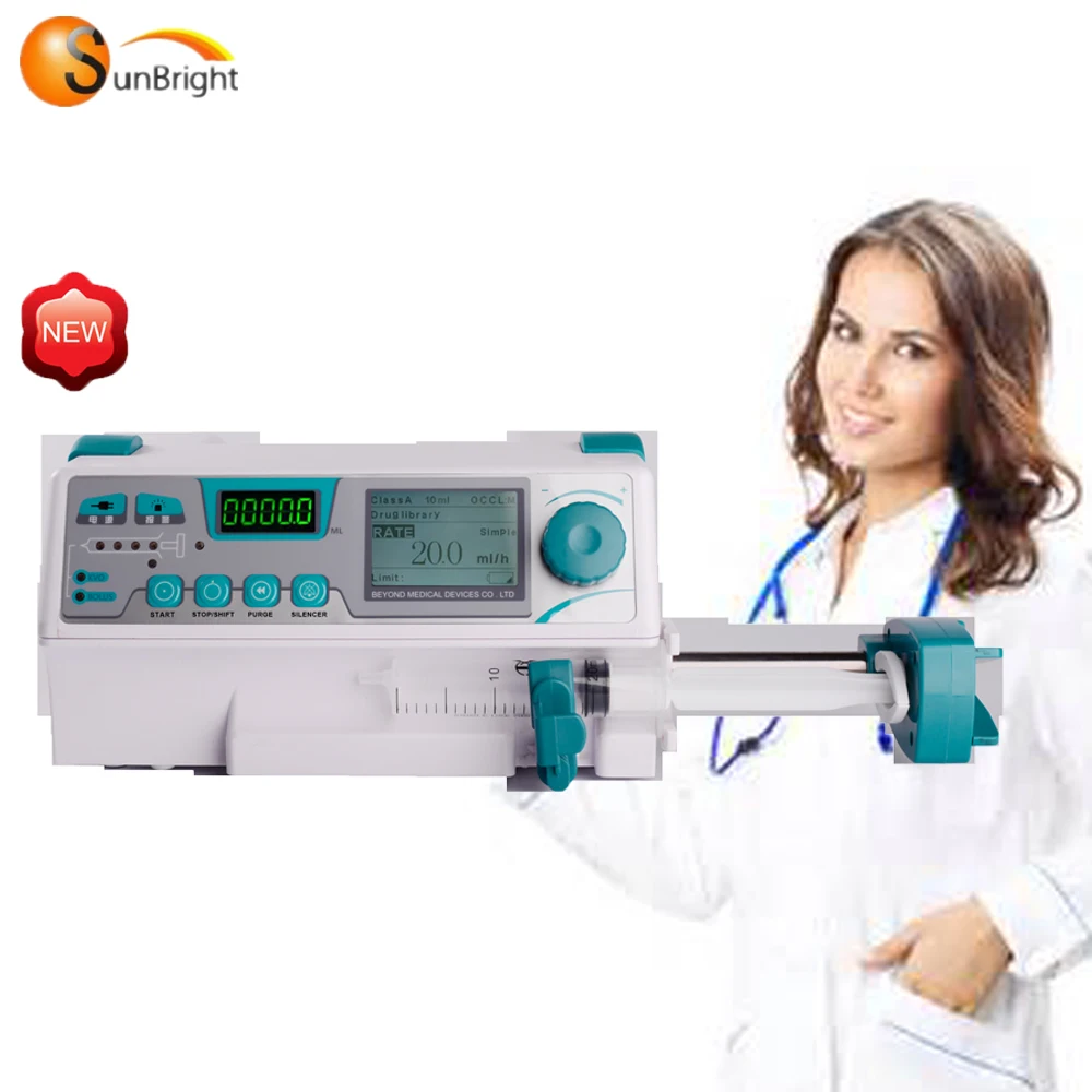 

CE Approved Syringe Pump Examination Therapy Equipments Large Li-ion Battery Automatic Identification Class II CE, ISO Sunbright