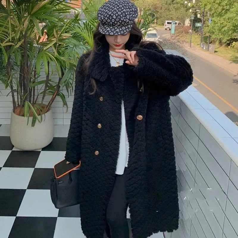 High-quality Lamb Plush Fur 2022 Coat Ladies Coat Top Thickened Winter Explosion Style Western Style Pure Desire Small Fragrance