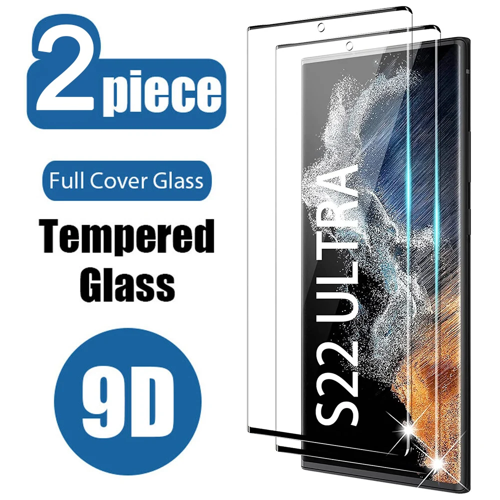 

9D 2pcs Full Cover Tempered Glass for Samsung Galaxy S22 Ultra S22 Plus Fingerprint Unlock Support Screen Protector for S21 S20