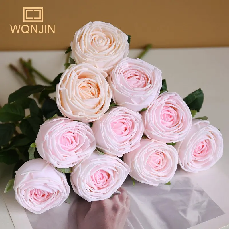 

Искусственные Шелковые Розы WQNJIN, 10 цветов, букет для свадебной вечеринки, украшение для гостиной, Цветочная композиция высокого качества